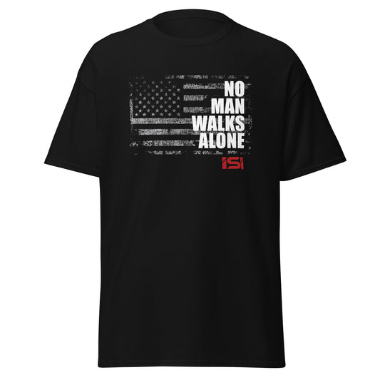 No Man Walks Alone Distressed American Flag - Classic Tee